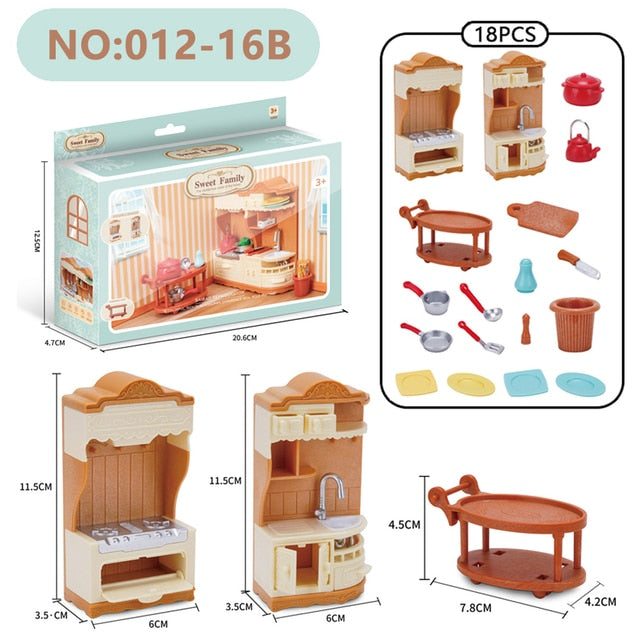 Kitchen Bathroom Bedroom Bakeware Sets Miniature Dollhouse