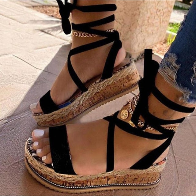 Summer Snake Wedge Lace Up