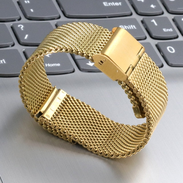 AAA High Quality Watch Band 20mm 22mm Mesh Stainless Steel Replacement for DW Watch Strap Smart Rose Gold Blue Milanese Leather