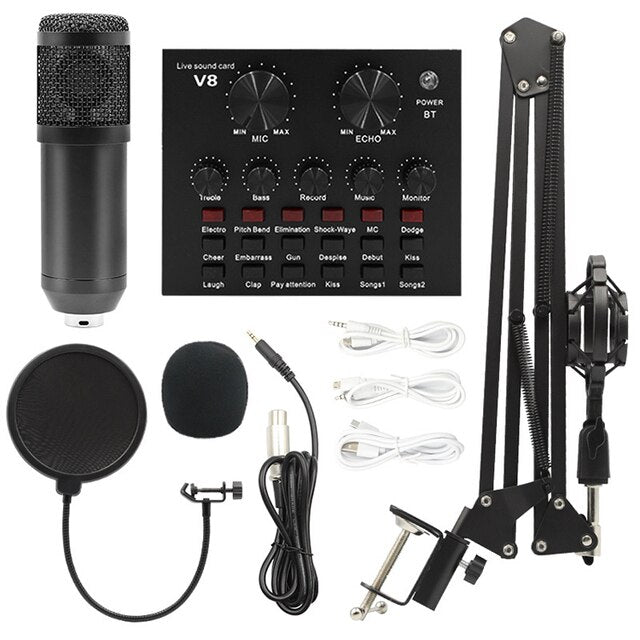 Professional Microphone Condenser Mic V8 V9 V10 USB Recording Studio Game Live Broadcast