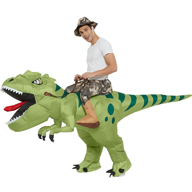 Inflatable Riding Green Dinosaur Costume