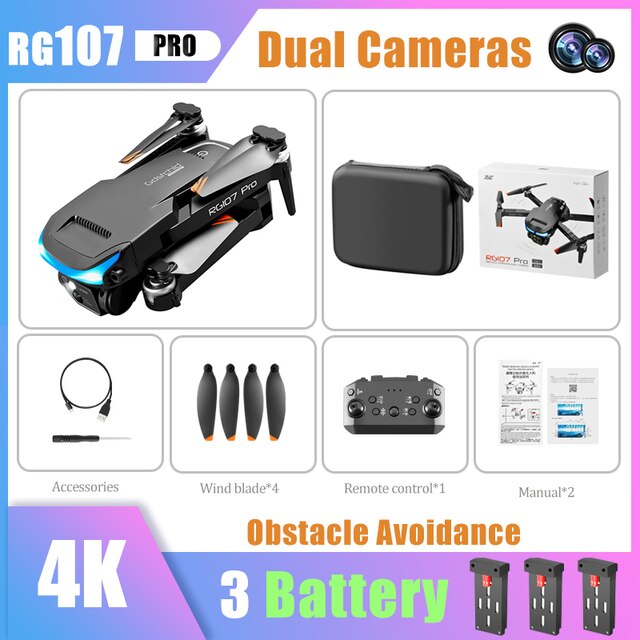 Pro Drone ESC 4K Dual HD Camera Professional Mini Drone Obstacle Avoidance Helicopter Foldable Quadcopter RC Drone Toy