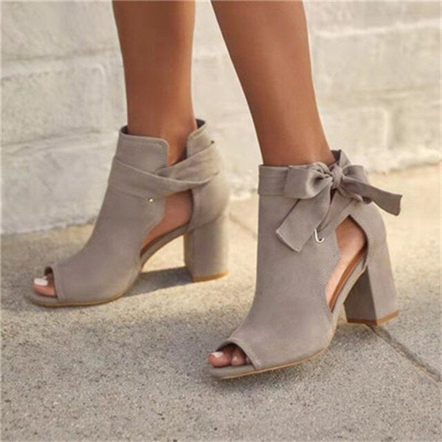 Elegant Bow Peep Toe Buckle Strapl Sandals