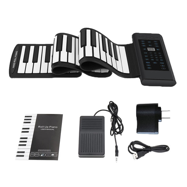 88 Keys Electronic Piano MIDI USB Charge Portable Soft Silicone Flexible Keyboard Digital Roll Up Piano with Horn and Pedal