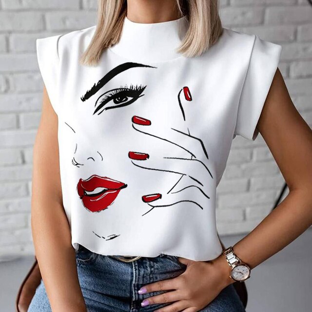 Elegant Lips Print Tops