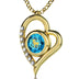 Gold Plated Silver Aries Necklace Zodiac Heart Pendant 24k Gold inscribed on Crystal