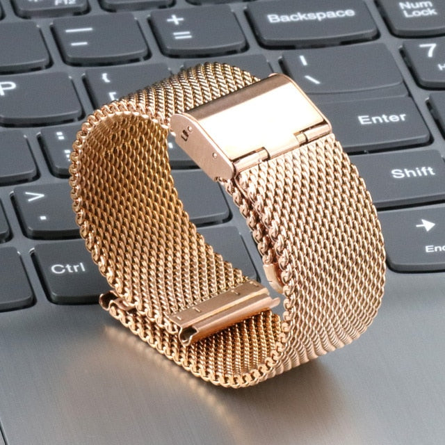 AAA High Quality Watch Band 20mm 22mm Mesh Stainless Steel Replacement for DW Watch Strap Smart Rose Gold Blue Milanese Leather