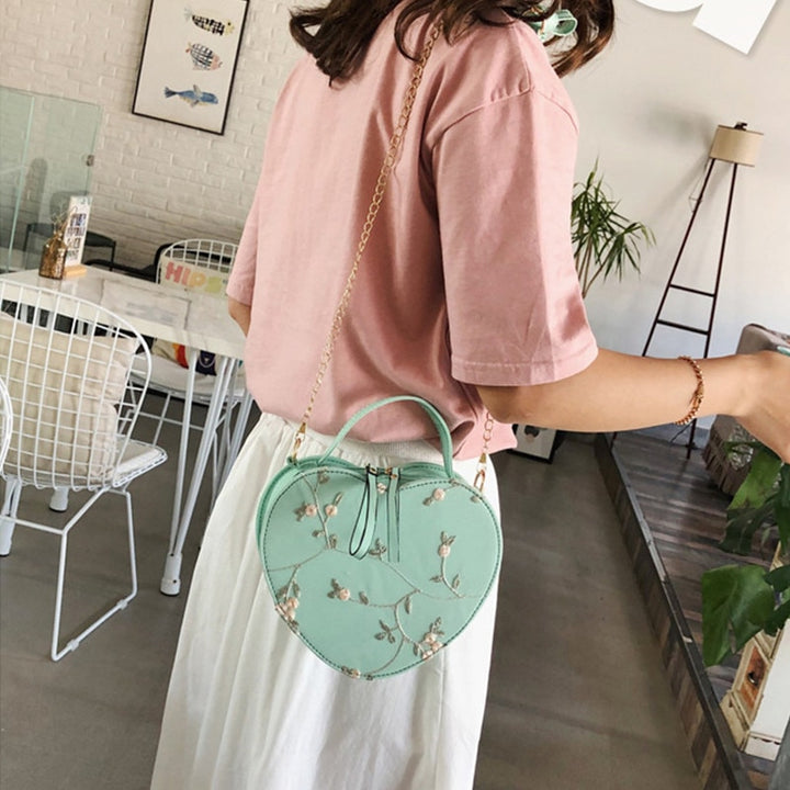 Female Sweet Lace Heart Round Handbags