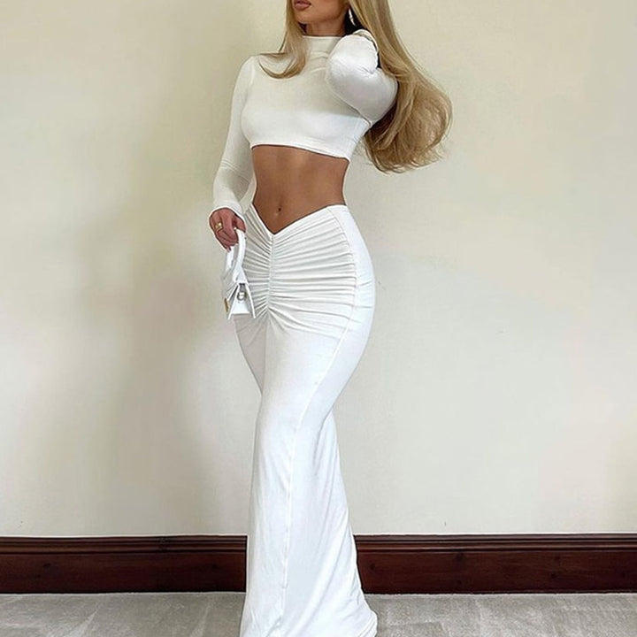 Elegant White 2 Piece Dress Set