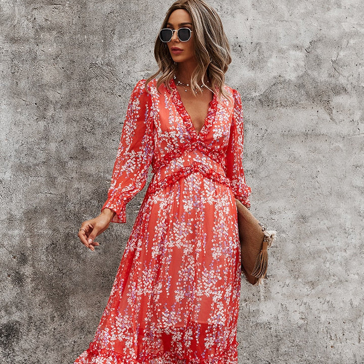 Fashion Long Sleeve Midi Dress