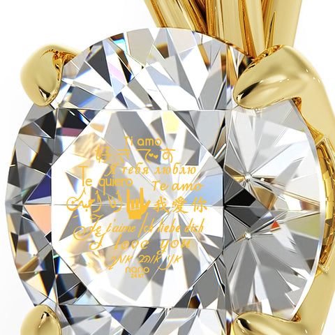 Gold Plated Silver I Love You Necklace 12 Languages 24k Gold Inscribed