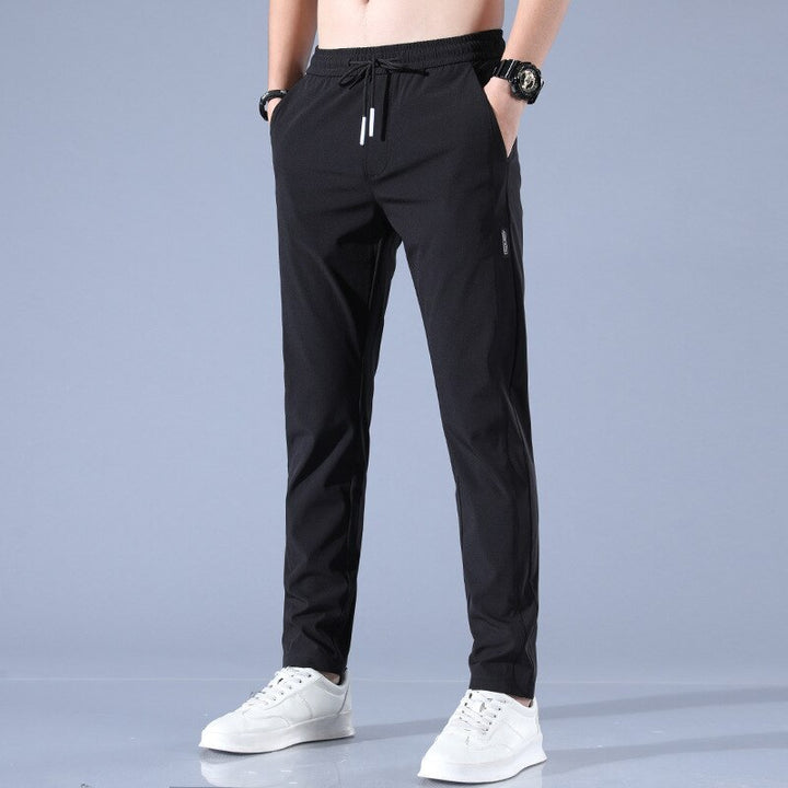 Ice Silk Trousers Solid Color Mid-Waist Loose Breathable Straight-Leg Casual Pants