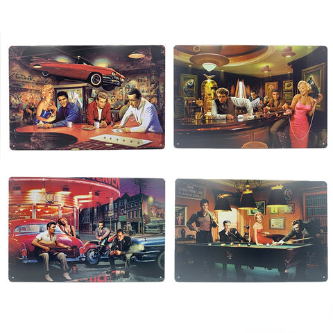 Elvis Presley Monroe James Dean snooker Tin Plates Signs wall man cave Decoration bar Art retro vintage Poster metal