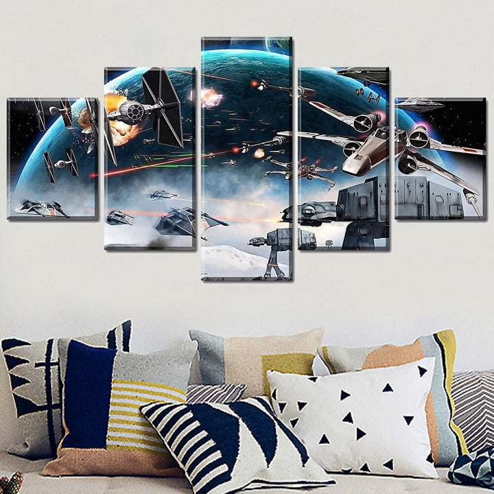 Star Battle Movie Poster 5 Piece Canvas Painting Home Decor