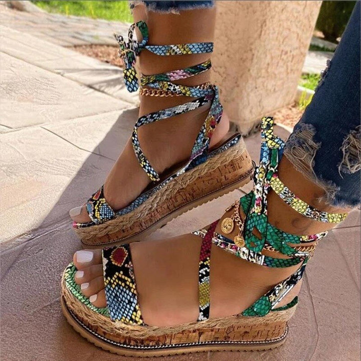 Summer Snake Wedge Lace Up