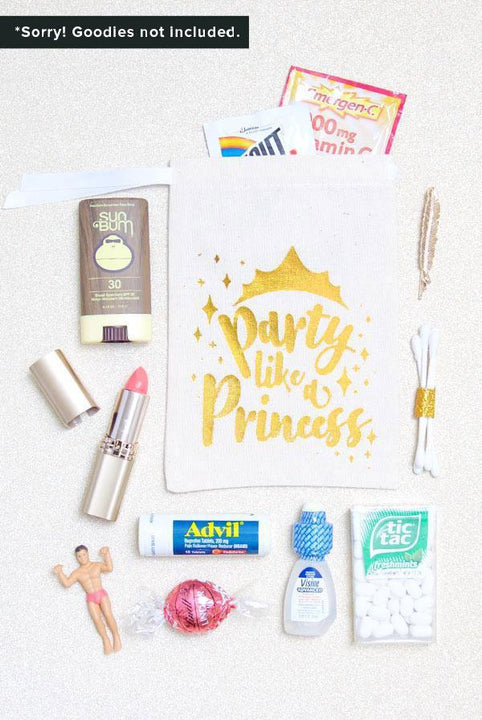 Party Like a Princess Gold Foil Gift Bags