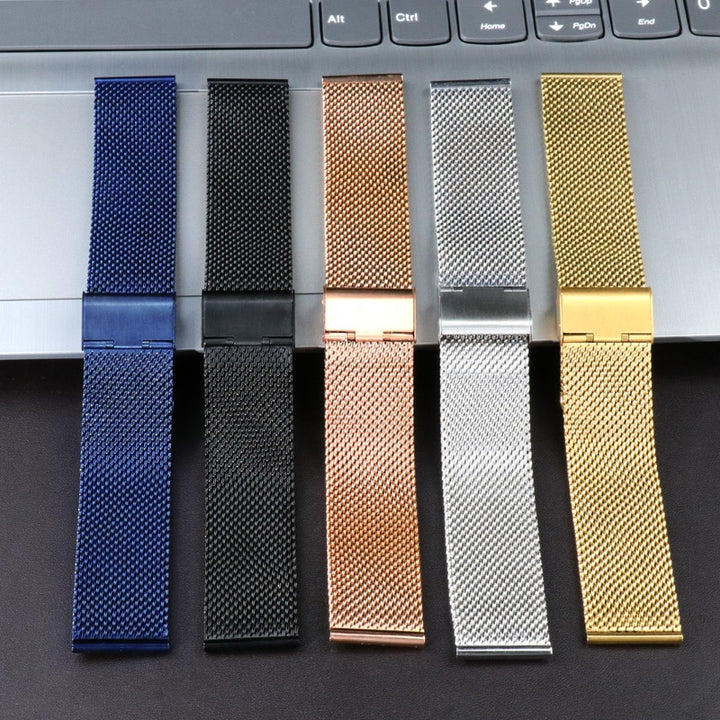 AAA High Quality Watch Band 20mm 22mm Mesh Stainless Steel Replacement for DW Watch Strap Smart Rose Gold Blue Milanese Leather