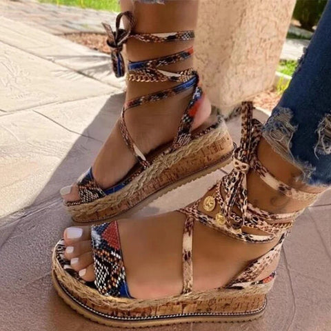 Summer Snake Wedge Lace Up