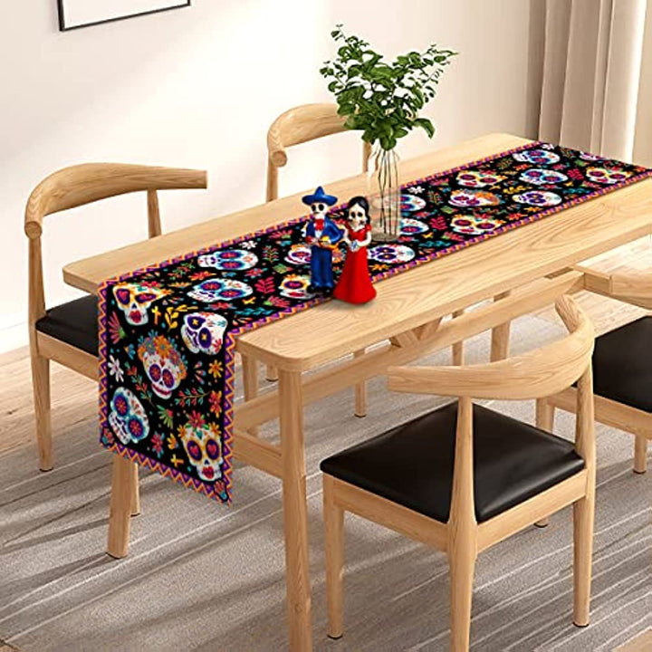 Day of The Dead Linen Table Runner