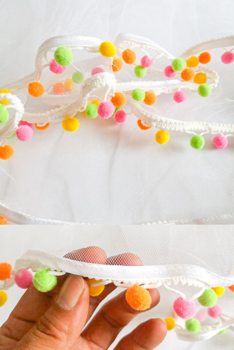 Fiesta Pom Pom Bachelorette Party Veil